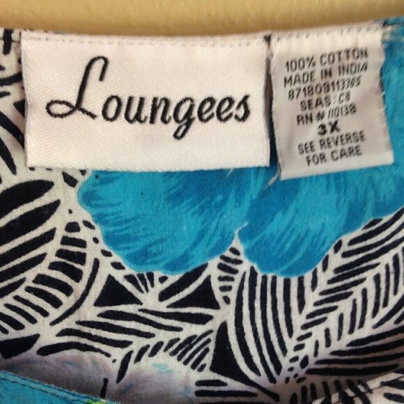 Loungees Caftan Lounge Dress Blue 3X - Picture 2 of 4